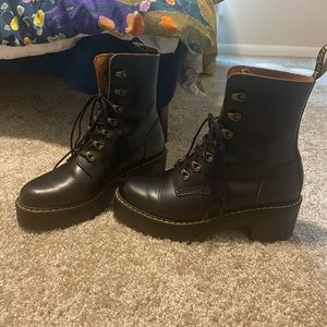 Dr. Martens Leona Black Combat Lace Up Boot Size 8